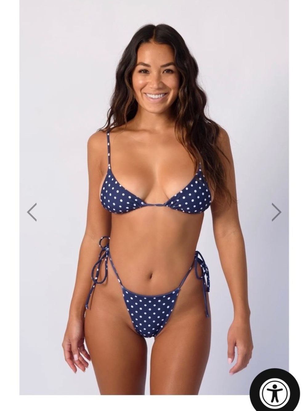Skatie Navy Blue Polka Dot Bikini Bottom (ELSA)